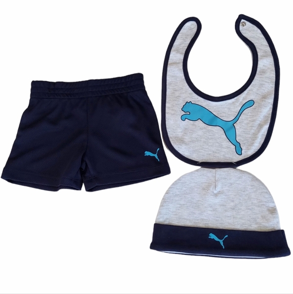 Puma Baby Boys Bodysuit Short Sleeves 3-6 Months Shorts Beanie Bib 5-piece Set - Picture 5 of 16